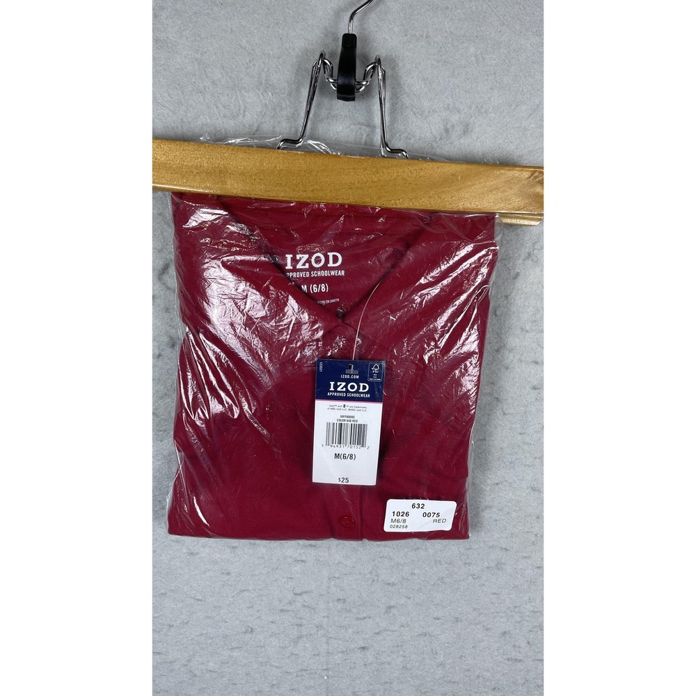 IZOD Shirt Youth Medium M‎ 6/8 Red Approved Schoolwear Polo Uniform Short Sleeve